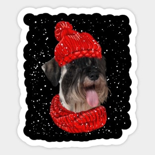 Standard Poodles Wearing Red Hat And Scarf Christmas Sticker